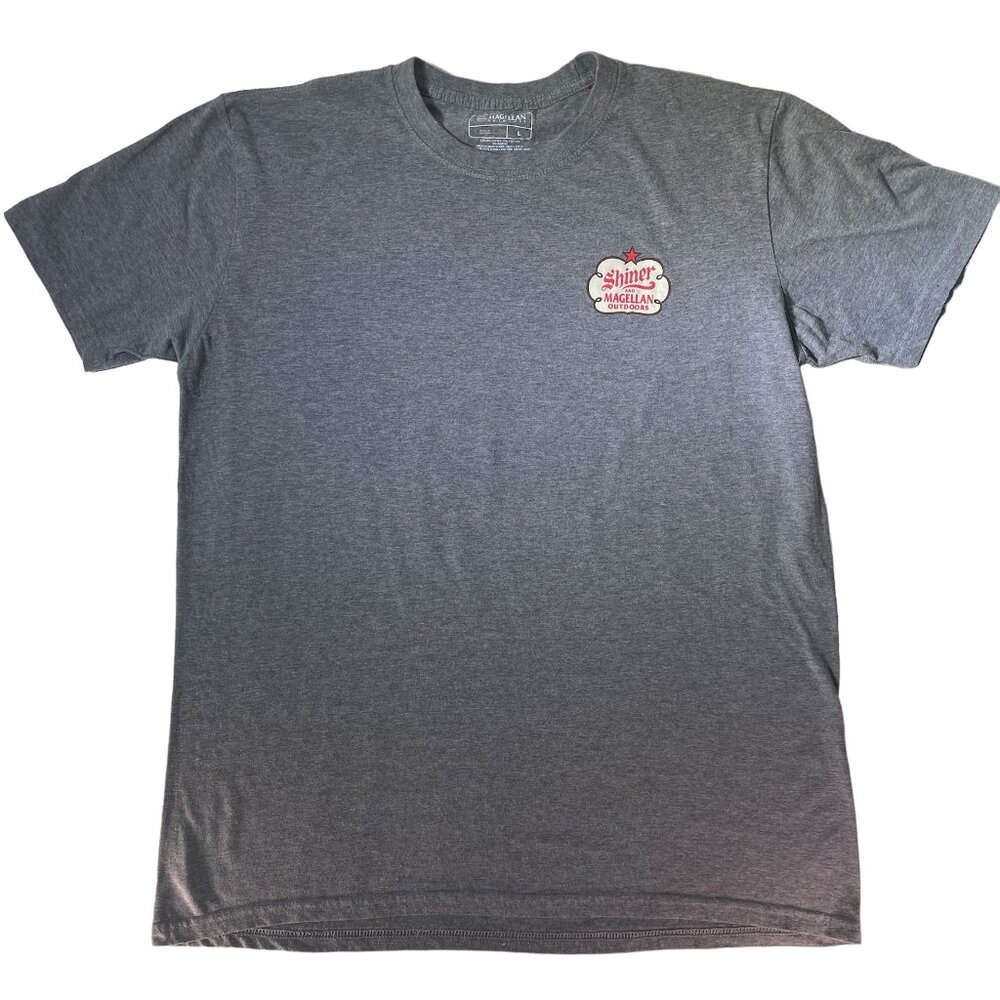 Magellan Outdoors Shiner Bock Beer Collab Gray Graphic T-shirt Frat Texas